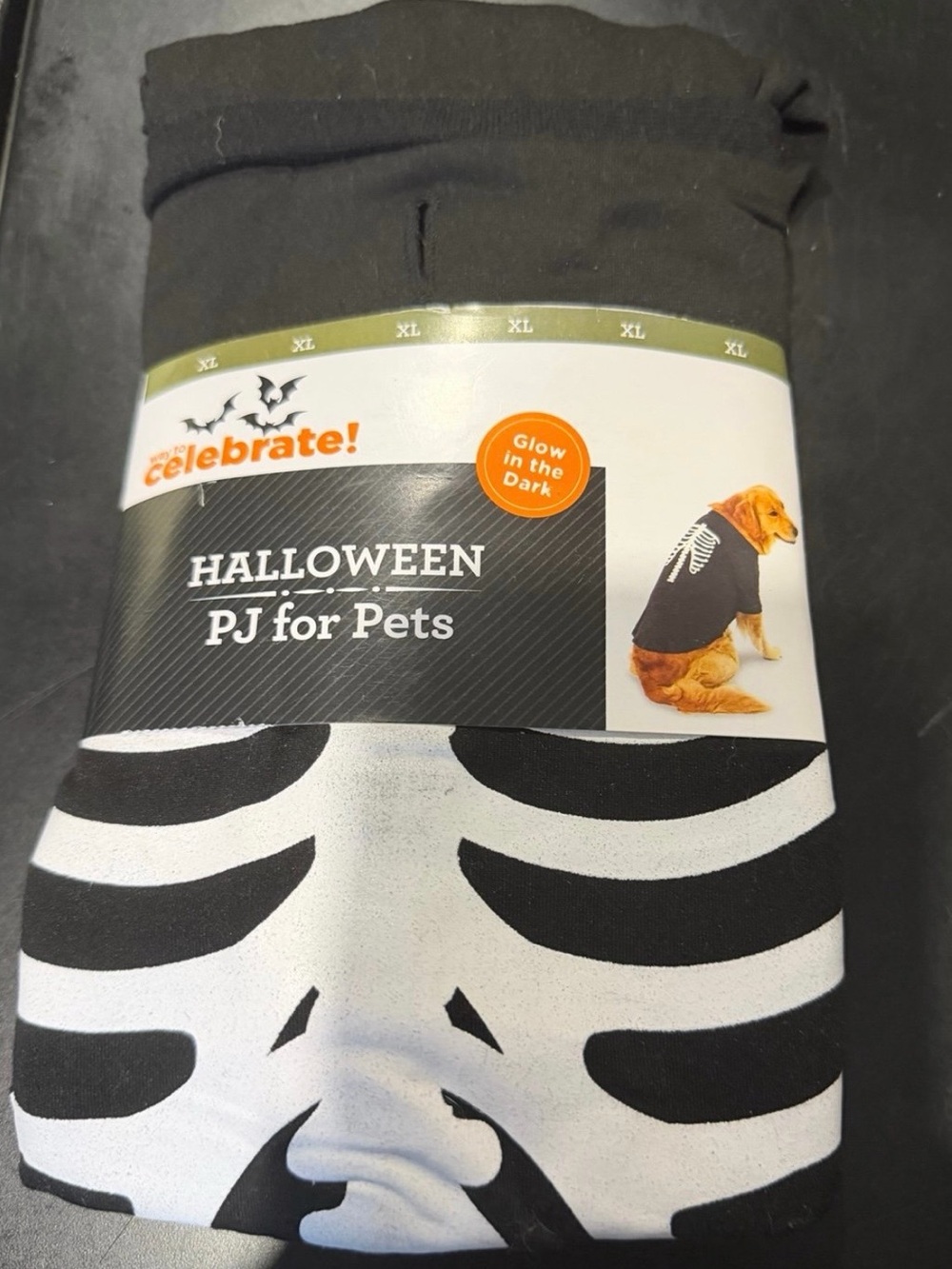 Celebrate It Black & White Halloween PJ for Pets - Glow Design